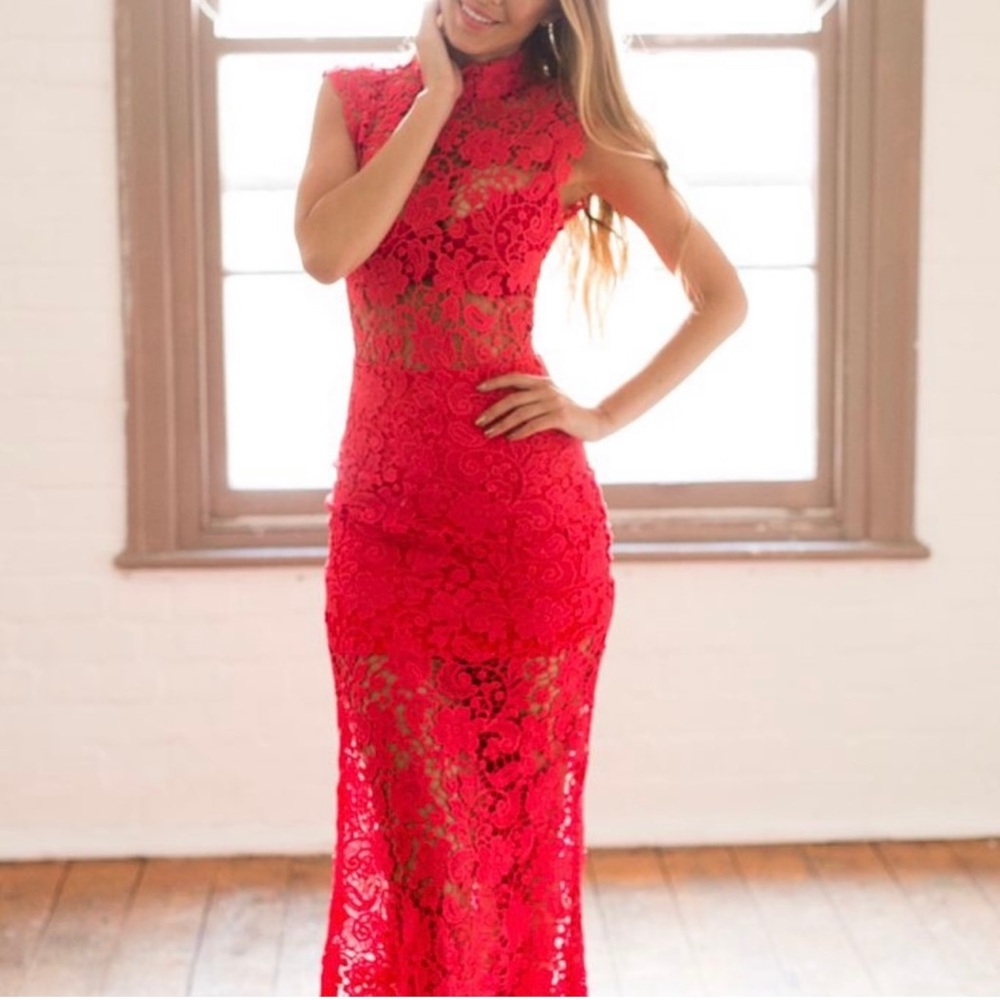 Red lace dress